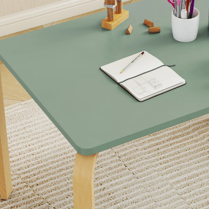 AIYAPLAY Kindertisch mit Stühlen, Set Tisch und 2 Kinderstühle aus Holz zum Zeichnen, Spielen, Lernen, 78x53x53cm, grün