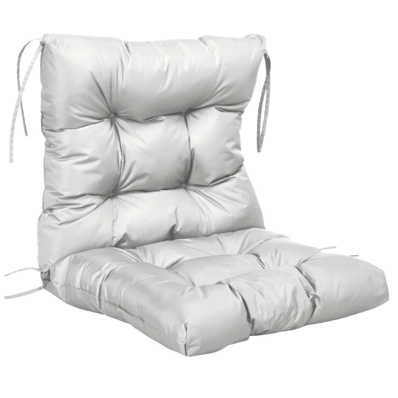 Outsunny Garden Back Chair Cushion, Comfortable Patio Seat Cushion Pad with Backrest for Outdoor & Indoor Use, Light Grey