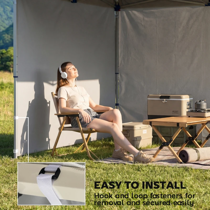 Outsunny 3-częściowy zestaw bocznych ścian z zamknięciem na suwak do pawilonu 3x3 m, ciemnoniebieski