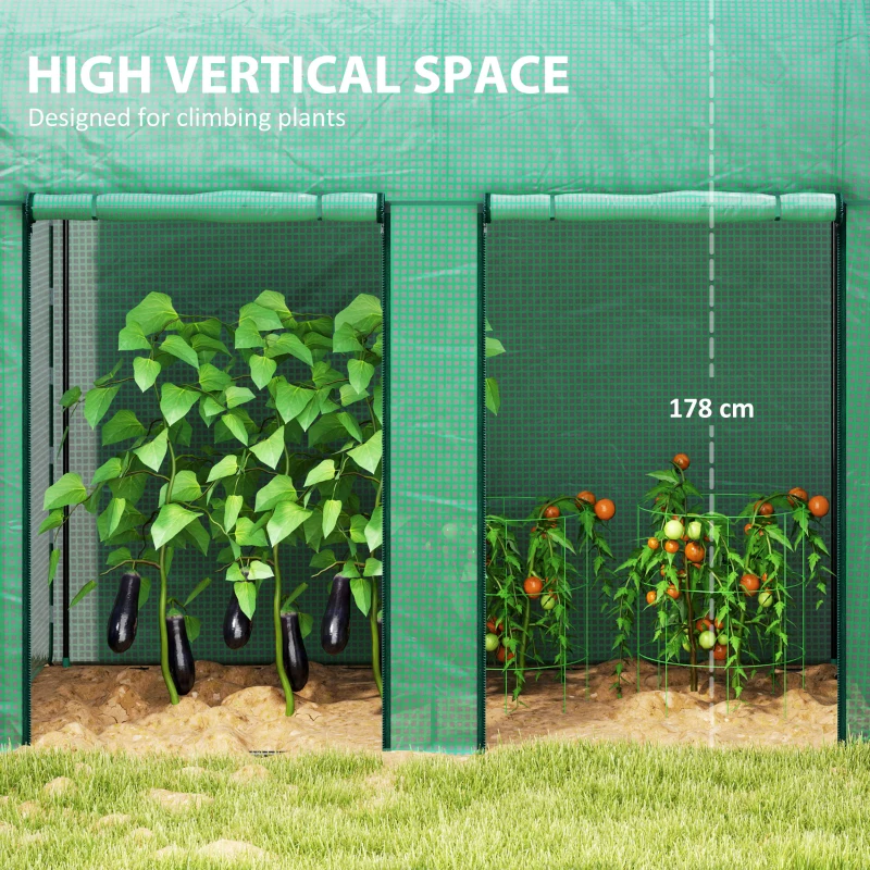 Outsunny 200 x 100cm Walk-In Greenhouse, with Zipped Doors - Green
