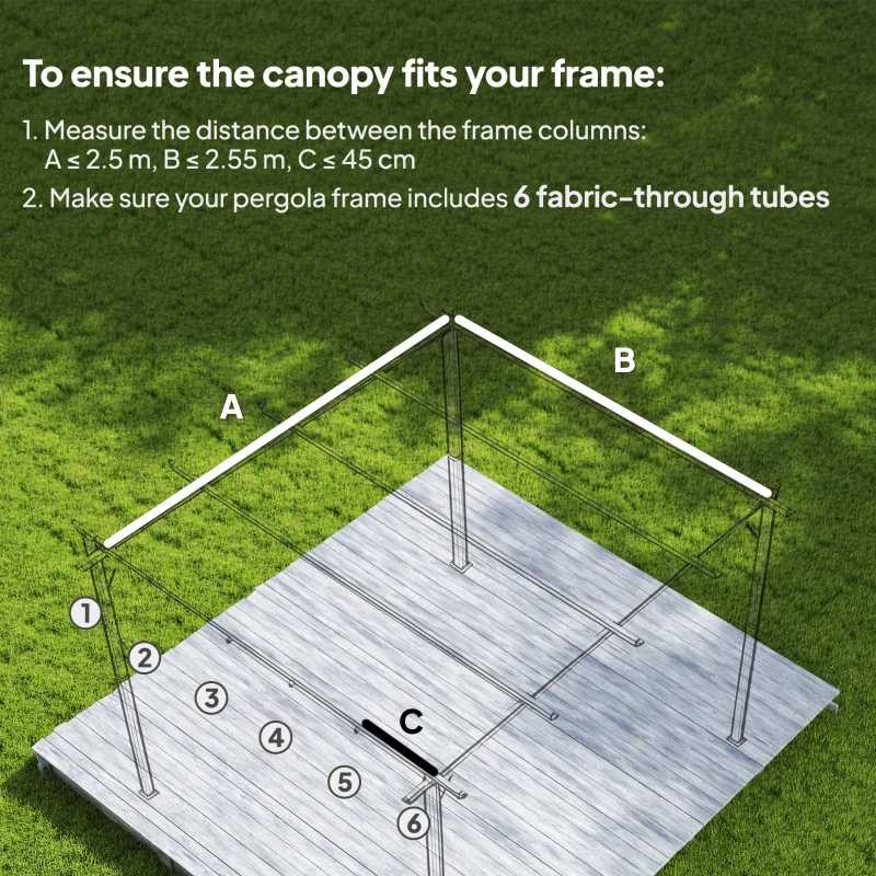 Outsunny Zapasowy dach do pergoli 3 x 3 m, rozsuwany, z otworami odpływowymi, odporny na warunki pogodowe, poliester, brązowy