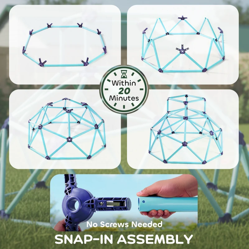 AIYAPLAY Kopuła wspinaczkowa Ø182,5 cm, odporna na UV, wodoodporna, zestaw wspinaczkowy dla dzieci do 90 kg, dla 3–8 lat, tworzywo sztuczne, niebieski