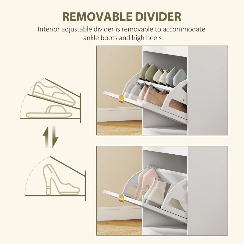 HOMCOM Shoe Storage with Seat, Upholstered Entryway Bench, Shoe Bench with 1 Flip Drawer and 4 Vents for 5 Pairs of Shoes