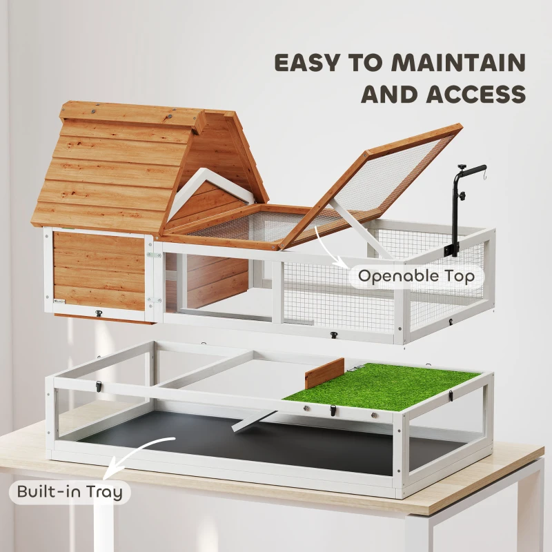 Dom dla żółwi PawHut, dwupoziomowy, z uchwytem na lampę, klatka dla małych zwierząt, pomarańczowy