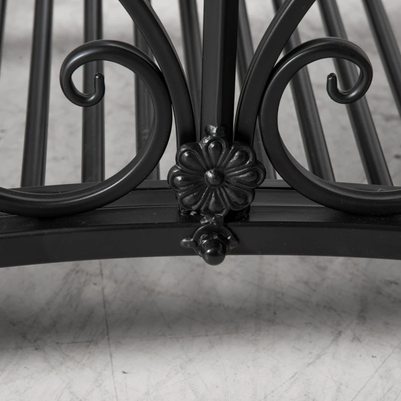 Outsunny 102L x 48W x 49H Classic Metal Garden Bridge with Safety Railings Arc Footbridge Decorative Pond Bridge for Backyard Creek Stream, Black