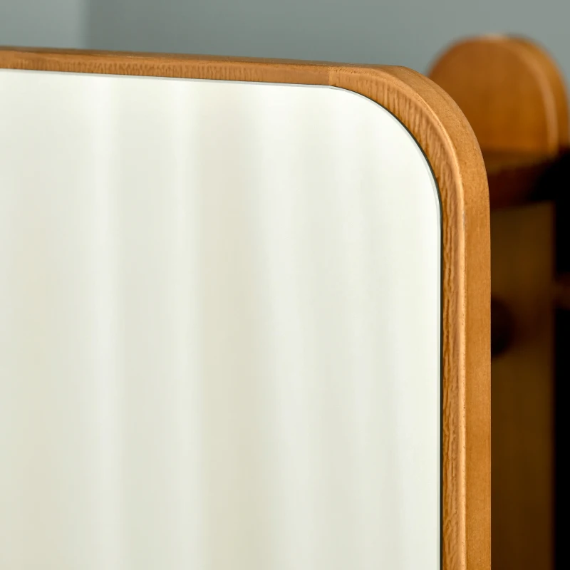 HOMCOM Miroir sur Pied avec roulettes - Portant, 4 patères étagère MDF Aspect Noyer