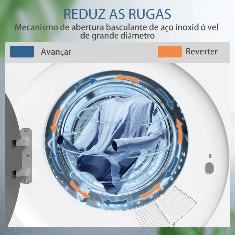 HOMCOM Secadora de Ventilação de 4 kg 800 W com Função Esterilizar Temporizador, Ecrã LED Tátil Tambor Inox Branco