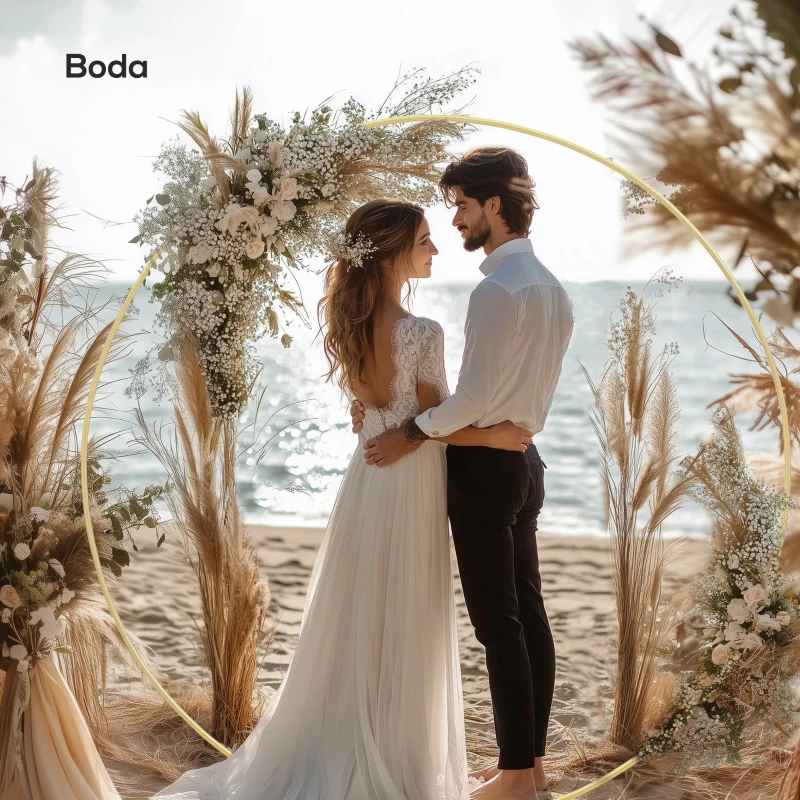 Outsunny Arco de Jardín de Metal Redondo para Rosas Arco de Boda con Recubrimiento en Polvo para Decoración 230x28x234 cm Dorado