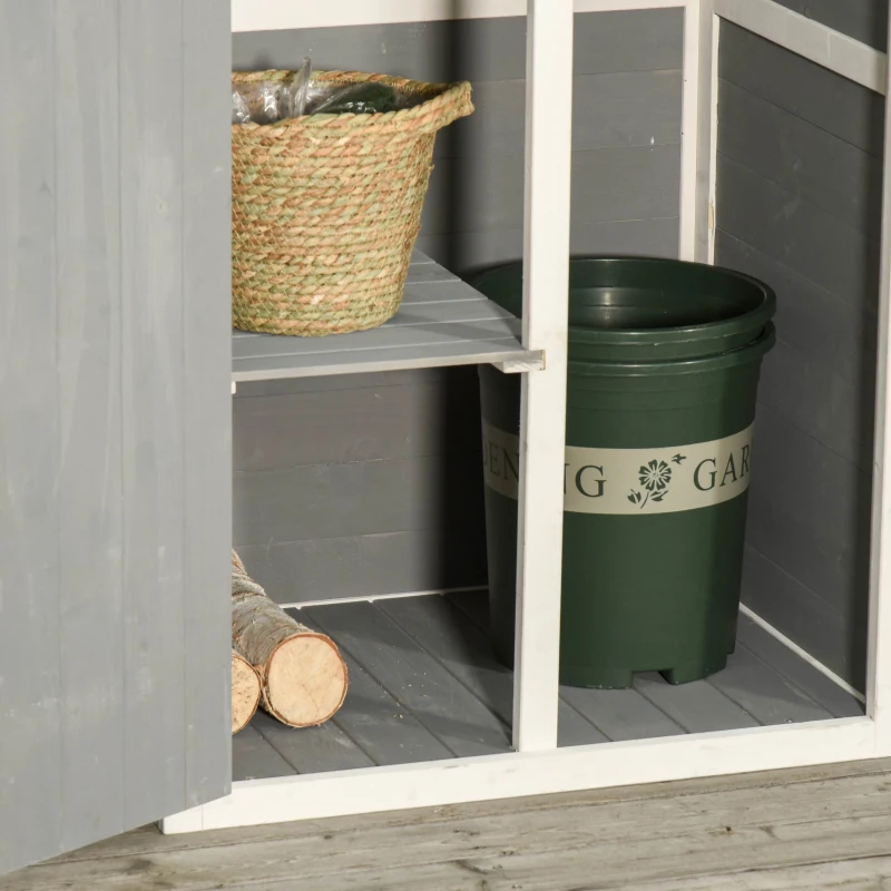 Outsunny Wooden Small Shed, Garden Storage Shed with Shelves and Bolt Latch, 75L x 56W x115H cm, Grey