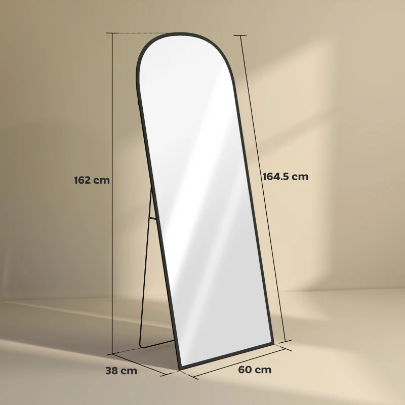HOMCOM 165cm Aluminium Frame Standing Mirror - Black