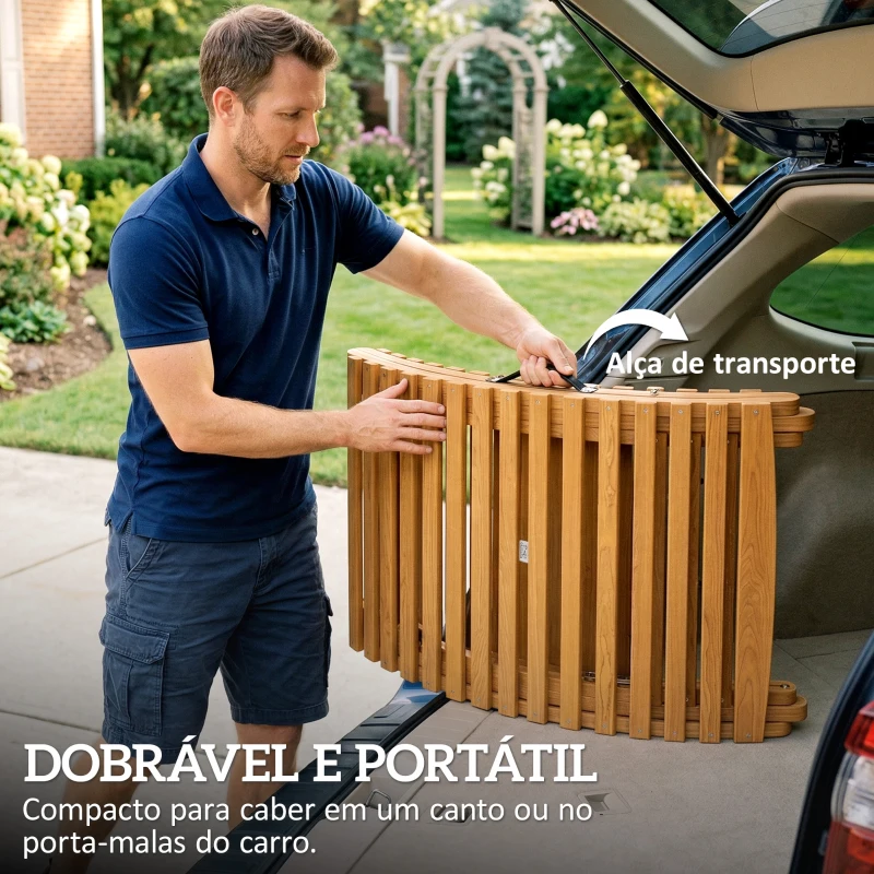 Outsunny Espreguiçadeira Dobrável de Madeira de Acácia com Almofada e Pega de Transporte para Jardim e Terraço 183x54x63 cm Bege