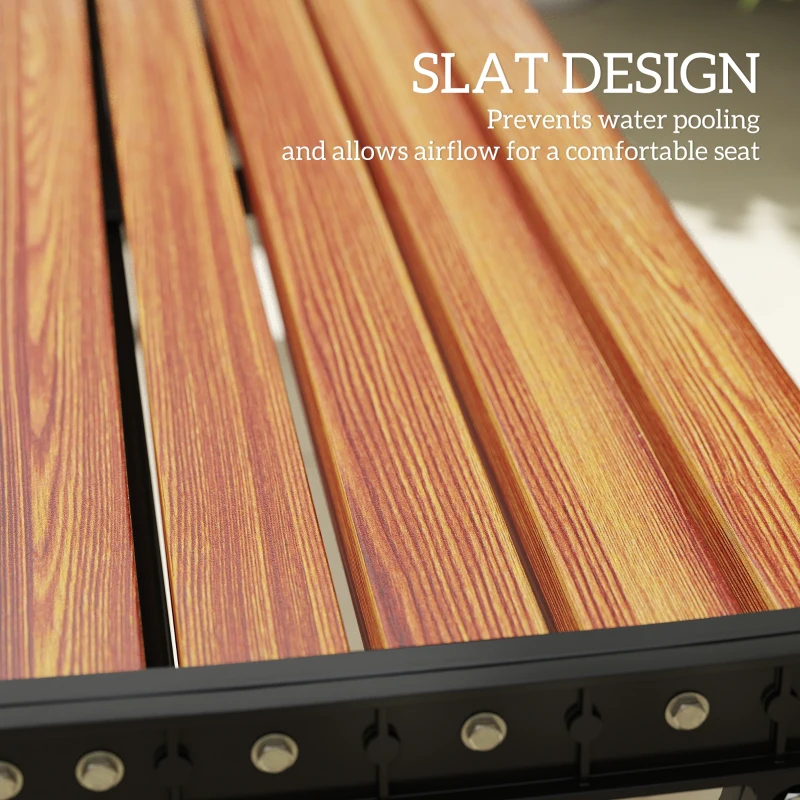 Outsunny Ławka ogrodowa 2-osobowa, ławka z metalową ramą i siedziskiem z listew, meble na taras i do ogrodu