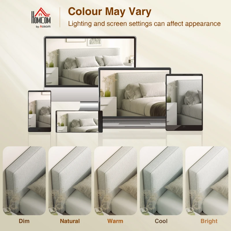 HOMCOM Montowane na ścianie wezgłowie do łóżka, wyściełane, 160 x 10 x 60 cm, pokrycie tkaniną, kremowe