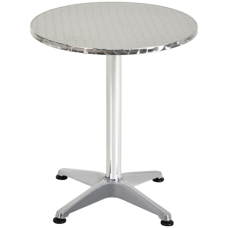 HOMCOM Table de bar table de cuisine en aluminium plateau en acier inoxydable 2 réglages de hauteur 70 cm/110 cm