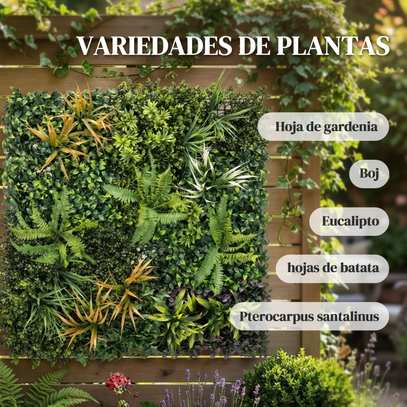 Outsunny Seto Artificial Ocultación Jardín en Rollo 1x1 m Valla de Privacidad de Hiedra Artificial para Balcón Exterior