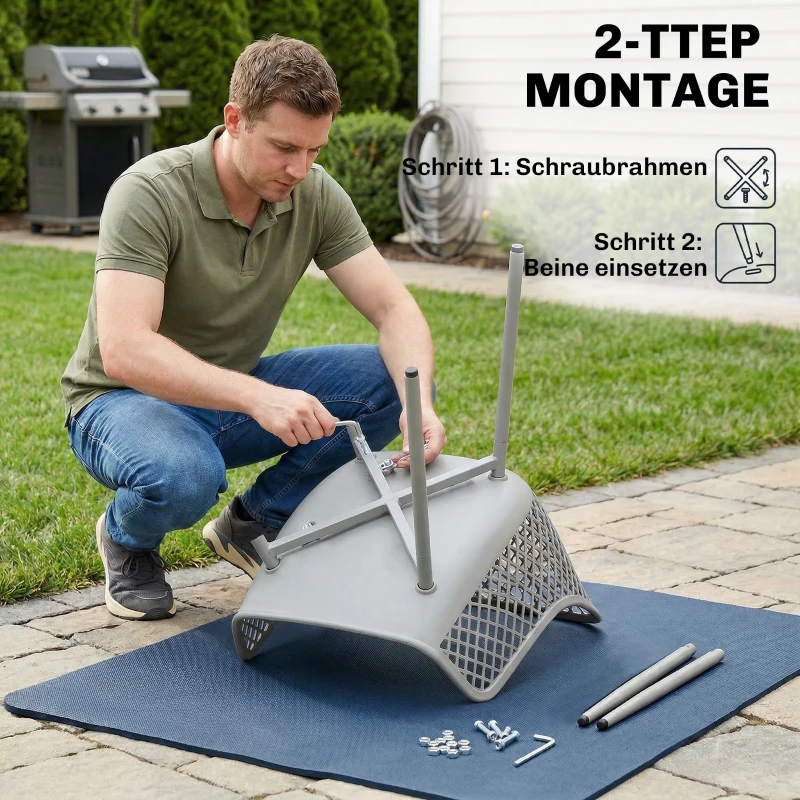 Outsunny Gartenstuhl 4er Set UV-beständige Gartenstühle aus Kunststoff mit Armlehne Rückenlehne 56 x 51 x 84 cm Grau