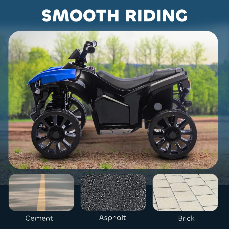 AIYAPLAY Dziecięcy Quad Elektryczny 6V z funkcją jazdy do przodu i do tyłu, muzyką, reflektorami LED Niebieski