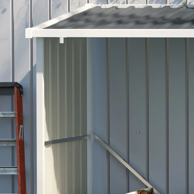 Outsunny Șopron pentru lemne din oțel galvanizat, adăpost depozitare bușteni cu acoperiș înclinat pentru grădină/terasă exterior 185x84x133,5/148,5 cm Gri