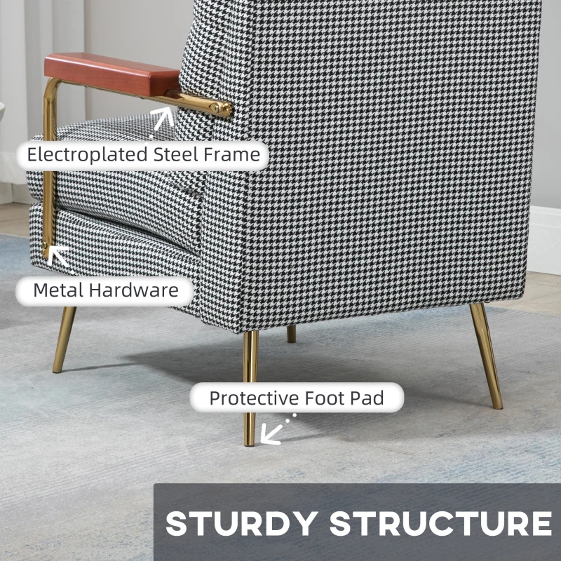 HOMCOM Fotel relaksacyjny, aksamitny, z podłokietnikami, szary