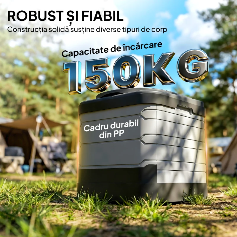 Outsunny WC Portabil pentru Camping cu 12 Pachete Coagulante și 12 Pungi de Eliminare, 42x46x43,5 cm, Gri și Negru