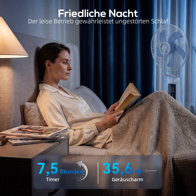 HOMCOM Stehventilator mit Wassernebel, 75° Oszillation, 3 Geschwindigkeiten, 3 Modi, Weiß