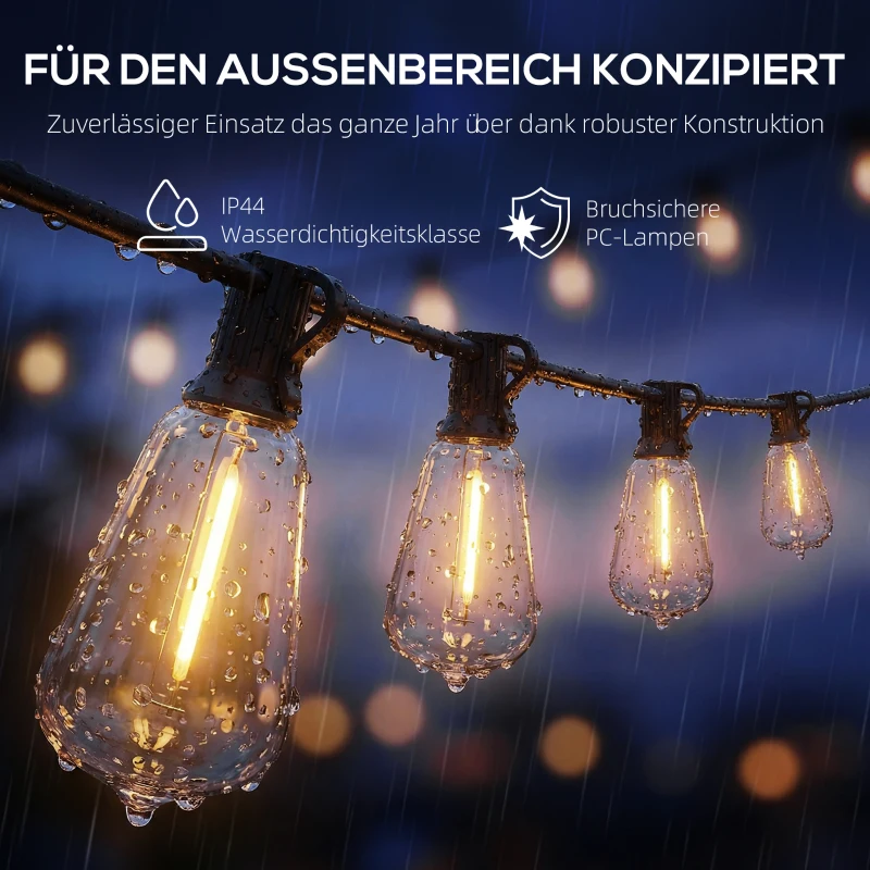 HOMCOM 50 LED Vorhanglichter, 18 m verbindbare Lichterkette, IP44 spritzwassergeschützt, Innen- und Außendekoration