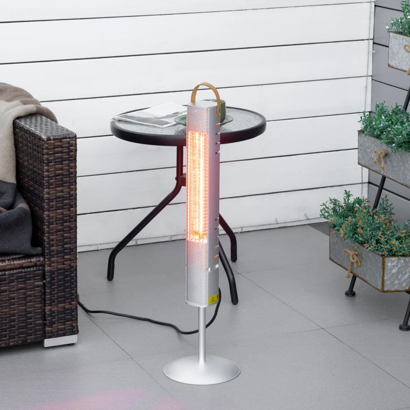 Outsunny Chauffage de terrasse infrarouge électrique chauffage d'appoint sans CO₂ avec poignée de transport indice 12,5 m² IP65 - 1500W dim.  Ø 21L x 75H cm - alliage d'aluminium
