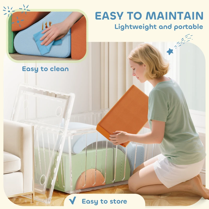 AIYAPLAY 5-częściowy zestaw miękkich klocków dla małych dzieci, do wspinaczki, pełzania, budowania, lekki, sztruks, pianka, kolorowy