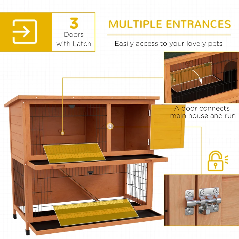PawHut Klatka dla małych zwierząt, dom dla gryzoni, odporny na warunki atmosferyczne, 2 tace, 123 x 63 x 112 cm, Pomarańczowa