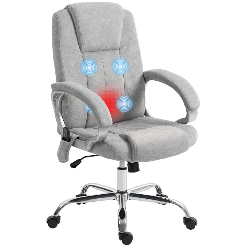 HOMCOM 4-Punkt-Massagesessel mit Heizfunktion und Armlehnen, Grau