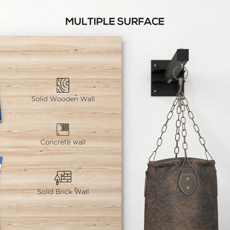 SPORTNOW Mocowanie worka treningowego, montaż na ścianie, 9 kątów, stal, do 100 kg, Czarny