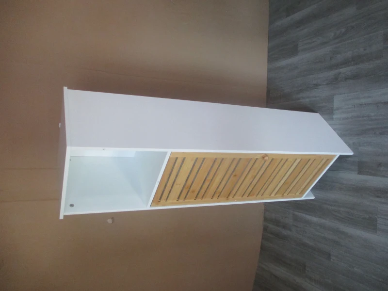 HOMCOM Meuble de salle de bain meuble de rangement 1 compartiment ouvert et 1 placard à 2 niveaux, 35 x 30 x 120 cm blanc