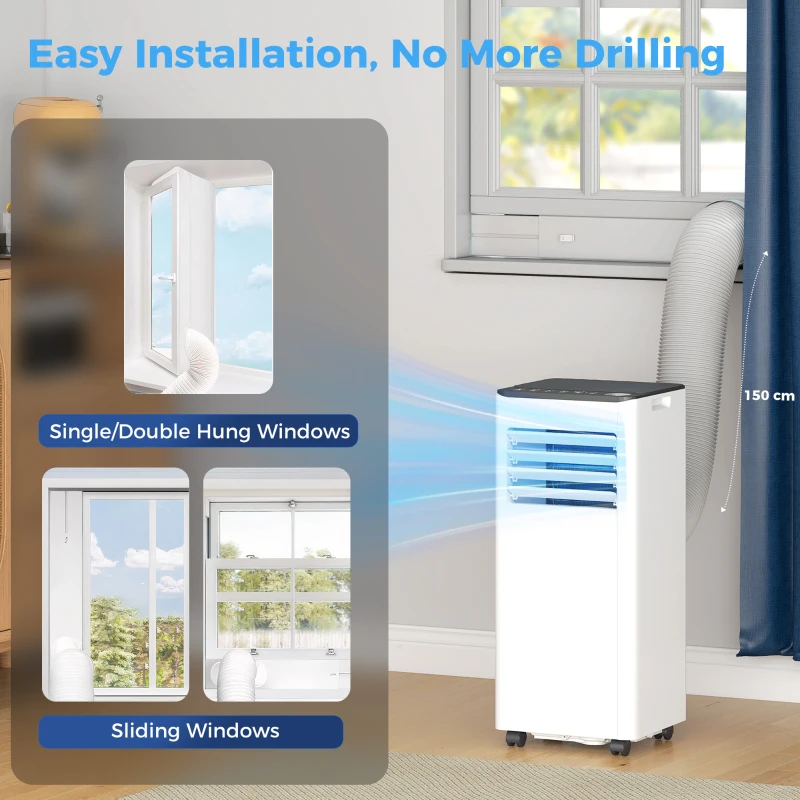 HOMCOM Portable Air Conditioner 9000 BTU, 4-in-1 AC Unit with Cool, Dehumidifier, Fan, Sleep Mode, WiFi Voice Remote Control