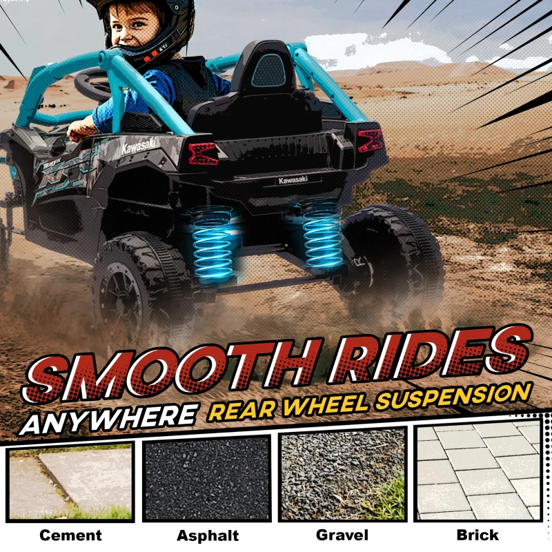 AIYAPLAY 12V Elektryczny pojazd terenowy dla dzieci, zdalne sterowanie, światła LED, muzyka, klakson, dla dzieci 3-8 lat, Niebieski