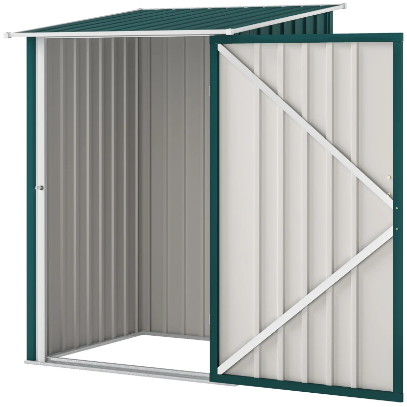 Outsunny Casetta da Giardino Porta Attrezzi in Acciaio Galvanizzato con Porta a Battente, 100x104x160 cm, Verde