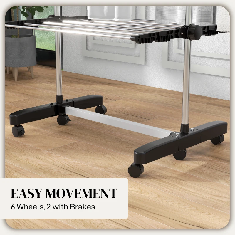 HOMCOM Mobiel droogrek, droogtoren rekken, inklapbaar op 4 rekken