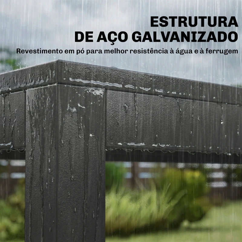 Outsunny Conjunto de Mesa e Cadeiras de Jardim de 7 Peças Móveis de Jardim para Exterior com Mesa de Plástico PSPC 6 Cadeiras Empilháveis Cinza Escuro