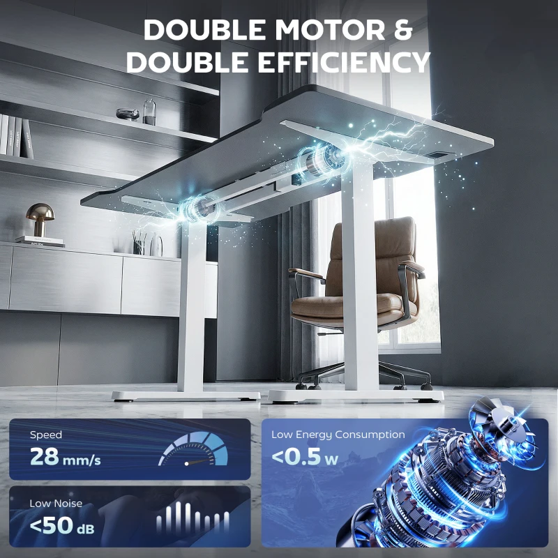 HOMCOM Electric Standing Desk Frame, Height Adjustable Sit Stand Desk Frame with Dual Motors, Memory Smart Panel and Collision Protection, Easy Assembly, White
