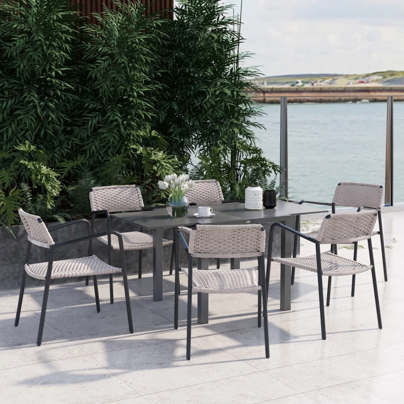 Outsunny Table de jardin rectangulaire extensible jusqu'à 6 personnes en aluminium dim. 80/160L x 80l x 75H cm gris anthracite