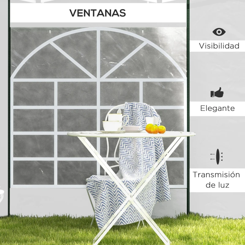 Outsunny 2 Paredes Laterales para Carpa 295x195 cm con Ventana Enrollable y Puerta con Cremallera para Carpa 3x3 m o 3x6 m Blanco
