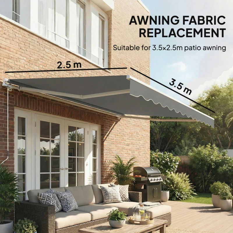 Outsunny Zamiennik materiału markizy – osłona przeciwsłoneczna UPF 50+ do ramy 3,5 x 2,5 m, ciemnoszary
