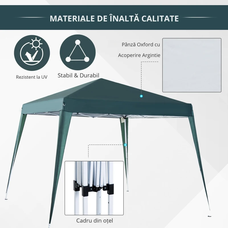 Outsunny Foisor Pliabil de Gradina 2.4x2.4m în Oțel și poliester, Verde