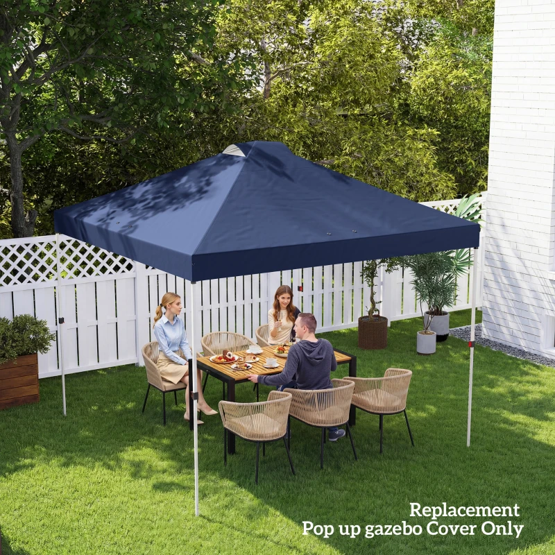 Outsunny Zapasowy Dach Pawilonu, UV50+, Wodoodporny, z 8 Otworami Odpływowymi, 3 x 3 m, Niebieski
