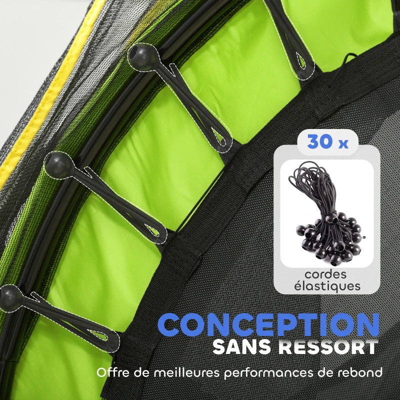 HOMCOM Trampoline pour enfant filet de sécurité porte zippée 6 poteaux rembourrés charge max. 45 kg Ø 1,40 x 1,90H m vert