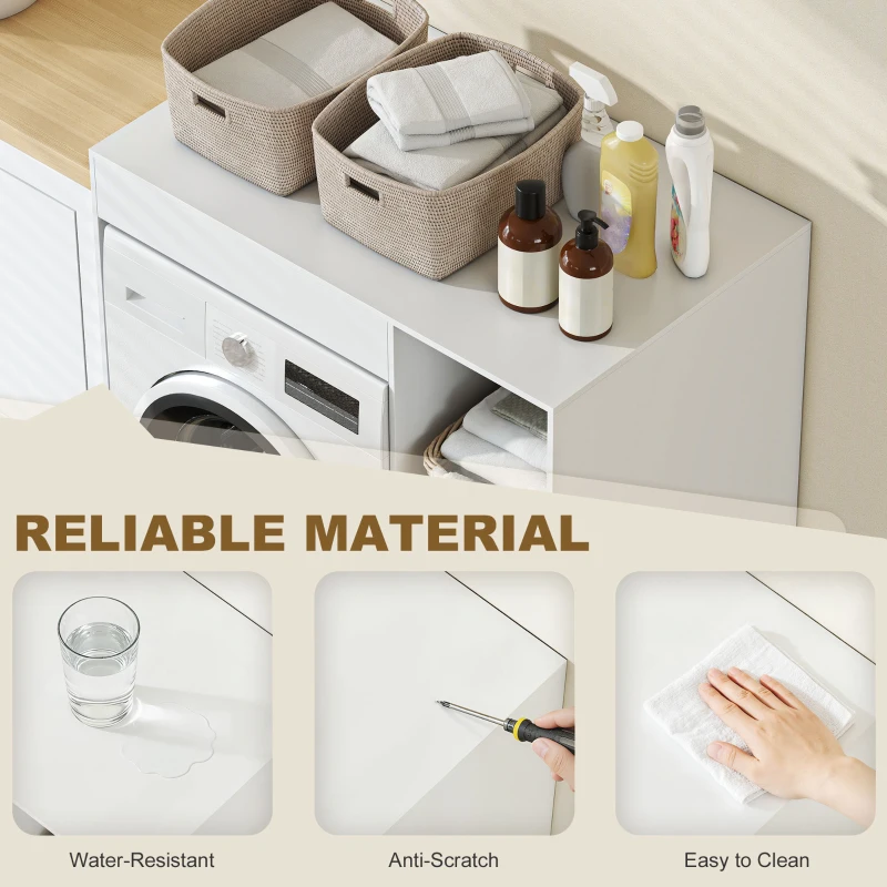 HOMCOM Szafka nad pralkę, organizer łazienkowy z otwartymi półkami do pralni, biały