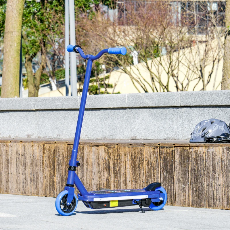 AIYAPLAY Elektroroller für Kinder 6–14 Jahre, max. 10 km/h, bunte LED-Leuchten, elektrische Bremse, blau