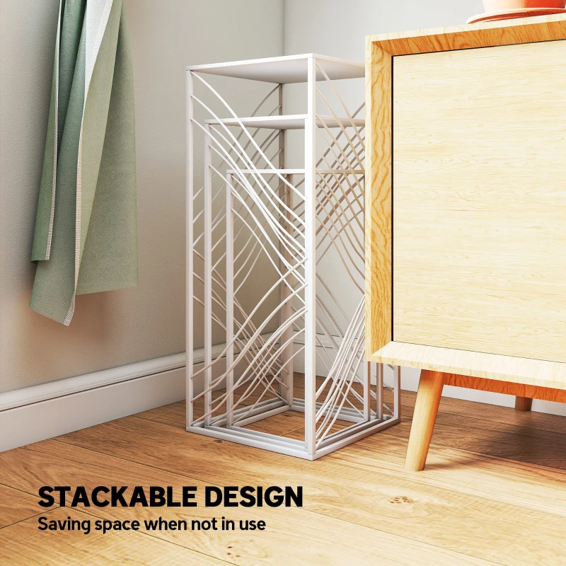 Outsunny Zestaw 3 stojaków na rośliny, 50/60/70 cm wysokości, składane regały na rośliny metalowe, biały