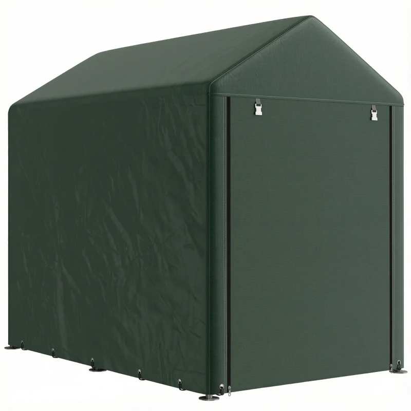 Outsunny Abrigo para Ferramentas Bicicletas e Motos 120x179x165 cm Garagem Portátil com 2 Habitações Verde Escuro