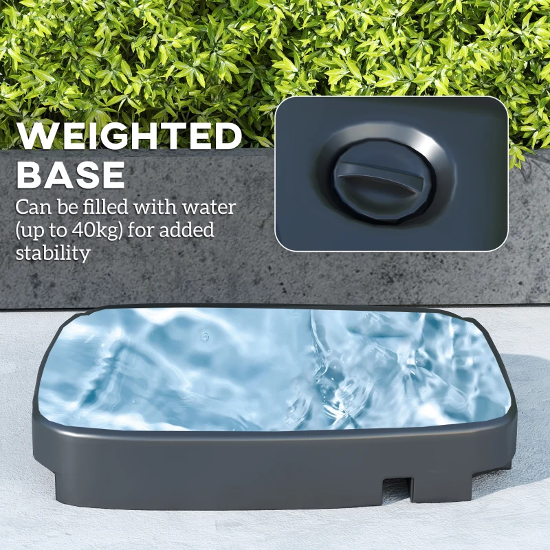 Outsunny Parasol wiszący 247 x 247 cm regulowany z podwójnym dachem, korbką i podstawą, wodoodporny, jasnoszary