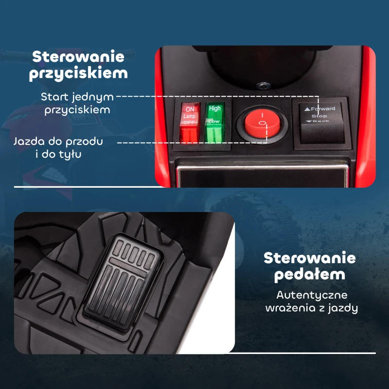 HOMCOM Elektro Quad dla dzieci, 12V, USB, Czerwony